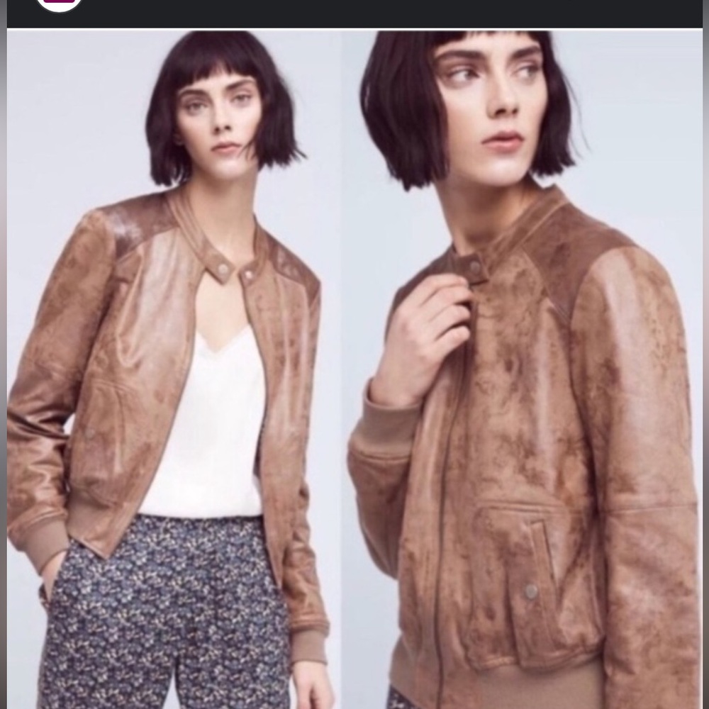 Anthropologie hei hei Rockaway Soft Brown Vegan Leather Jacket S